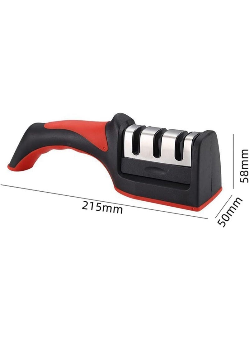 زوبا مسن سكاكين 3 في 1 من الفولاذ المقاوم للرصاص مع 3 مراحل، مسن سكاكين ومقص، مقبض مانع للانزلاق، تصميم مريح، مثالي للاستخدام المنزلي والاحترافي - Image 2